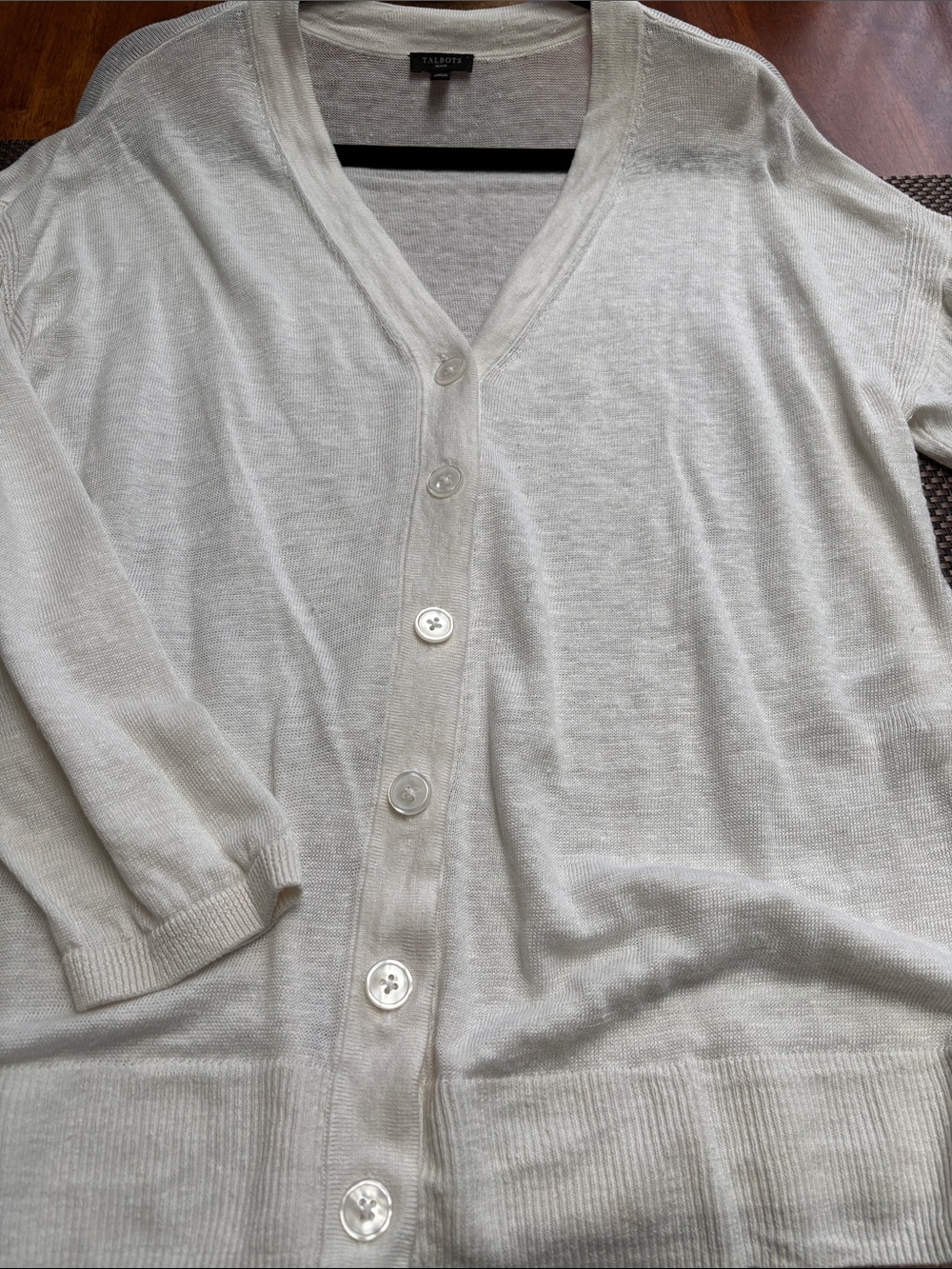Talbots Cream Button-Front V-Neck Cardigan